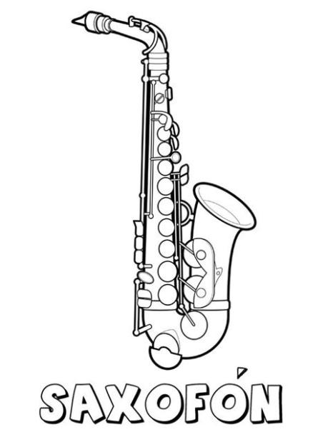Imagen de saxofon para colorear - Imagui: Aprender a Dibujar Fácil con este Paso a Paso, dibujos de Saxofon, como dibujar Saxofon para colorear