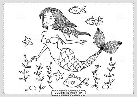 Dibujos de Sirenas para colorear - Rincon Dibujos: Dibujar y Colorear Fácil con este Paso a Paso, dibujos de Sirena, como dibujar Sirena para colorear