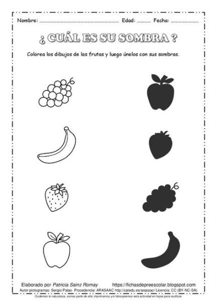 FICHAS DE EDUCACIÓN PREESCOLAR: ¿CUÁL ES SU SOMBRA: Dibujar Fácil, dibujos de Sombras De Frutas, como dibujar Sombras De Frutas paso a paso para colorear