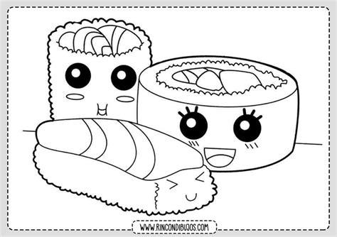 Dibujos Kawaii Sushi para colorear - Rincon Dibujos: Dibujar y Colorear Fácil, dibujos de Sushi Kawaii, como dibujar Sushi Kawaii para colorear e imprimir