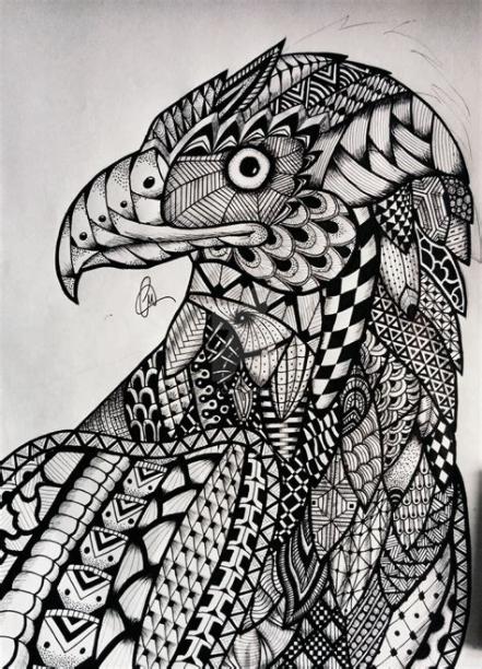 Zentangle Eagle | Zentangle art. Zentangle drawings. Art: Aprende como Dibujar Fácil, dibujos de Texturas De Animales, como dibujar Texturas De Animales para colorear e imprimir