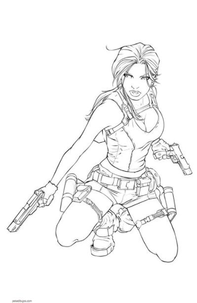 Dibujos de Lara Croft para colorear: Dibujar y Colorear Fácil con este Paso a Paso, dibujos de Tomb Raider, como dibujar Tomb Raider para colorear e imprimir