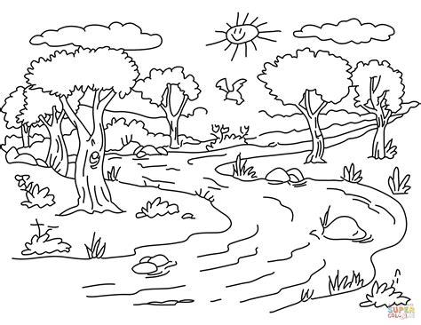 Dibujo de Paisaje del río para colorear | Dibujos para: Dibujar Fácil, dibujos de Tutorial De Un Paisaje, como dibujar Tutorial De Un Paisaje para colorear e imprimir