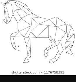 Ilustraciones de stock sobre Horse Polygonal Drawing: Dibujar y Colorear Fácil con este Paso a Paso, dibujos de Tutorial Un Caballo, como dibujar Tutorial Un Caballo paso a paso para colorear