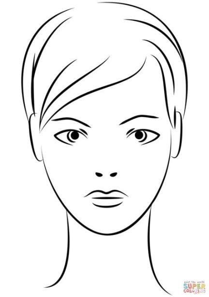 Dibujo de Cara de mujer joven para colorear | Dibujos para: Dibujar Fácil, dibujos de Ua Cara, como dibujar Ua Cara para colorear e imprimir