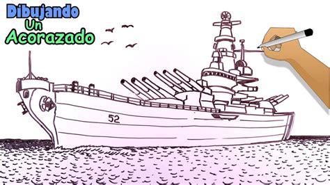 Cómo dibujar barcos 6/8 - Un Acorazado de guerras: Aprender a Dibujar Fácil con este Paso a Paso, dibujos de Un Acorazado, como dibujar Un Acorazado para colorear e imprimir