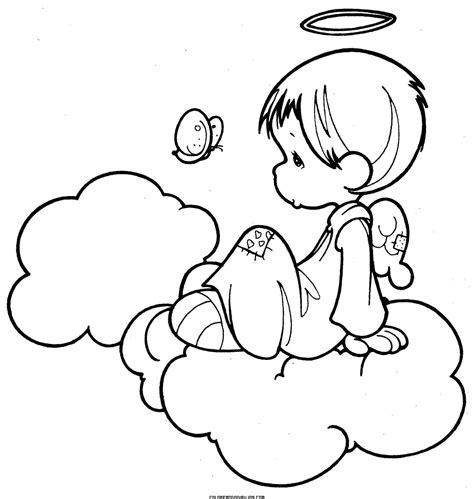 Angelito sentado en una nube - Dibujos para colorear: Aprender a Dibujar Fácil, dibujos de Un Angelito, como dibujar Un Angelito para colorear e imprimir
