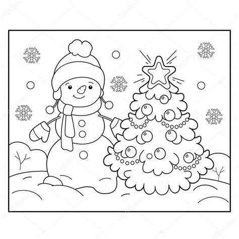 Colorear el contorno de la página del muñeco de nieve: Aprender como Dibujar y Colorear Fácil con este Paso a Paso, dibujos de Un Arbol Con Nieve, como dibujar Un Arbol Con Nieve para colorear e imprimir