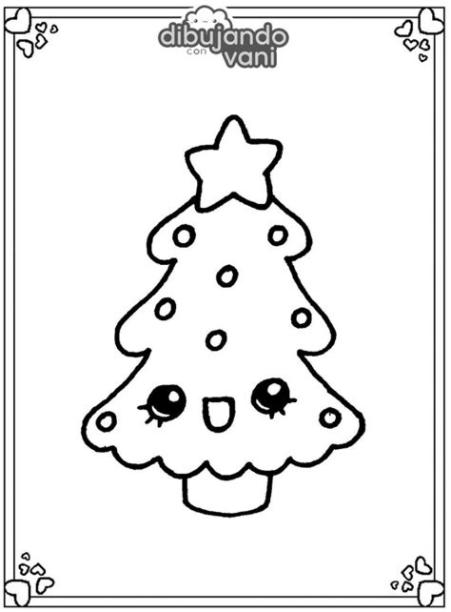 Dibujos De Arbol De Navidad Para Imprimir Y Colorear: Dibujar Fácil, dibujos de Un Arbol De Navidad Kawaii, como dibujar Un Arbol De Navidad Kawaii para colorear e imprimir