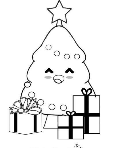 Navidad KAWAII para colorear | Dibujos kawaii. Dibujos: Aprende como Dibujar Fácil con este Paso a Paso, dibujos de Un Arbol De Navidad Kawaii, como dibujar Un Arbol De Navidad Kawaii paso a paso para colorear