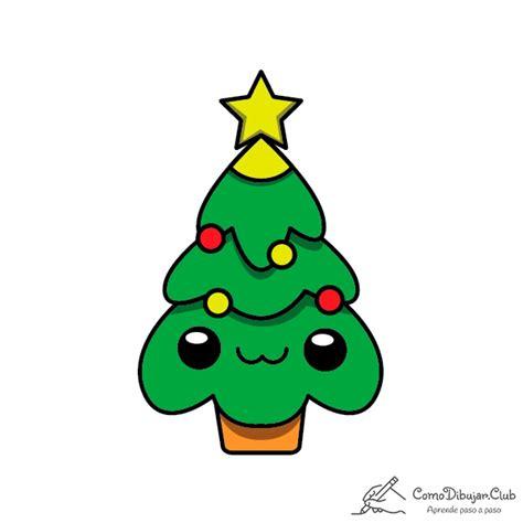 Cómo dibujar un Árbol de Navidad Kawaii | COMODIBUJAR.CLUB: Dibujar y Colorear Fácil, dibujos de Un Arbol Kawaii, como dibujar Un Arbol Kawaii para colorear