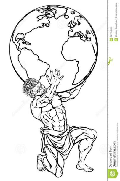 Ejemplo De La Mitología Del Atlas Ilustración del Vector: Aprender a Dibujar Fácil, dibujos de Un Atlas, como dibujar Un Atlas para colorear e imprimir
