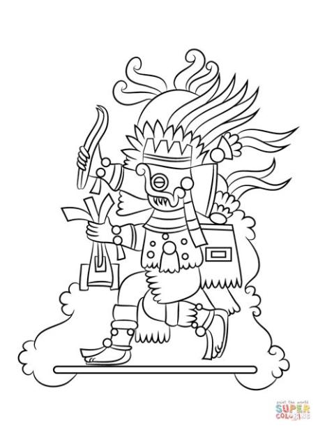 Dios Azteca Tlaloc | Dioses aztecas. Aztecas. Páginas: Aprender a Dibujar y Colorear Fácil con este Paso a Paso, dibujos de Un Azteca, como dibujar Un Azteca para colorear