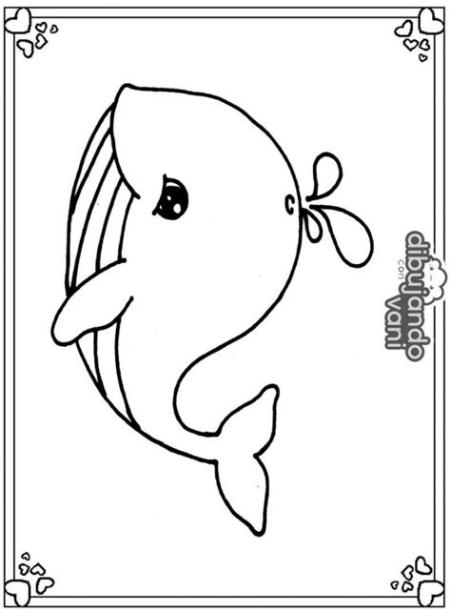 Dibujo de una ballena para imprimir y colorear - Dibujando: Dibujar y Colorear Fácil con este Paso a Paso, dibujos de Un Ballena, como dibujar Un Ballena para colorear