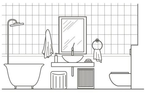 Architectural linear sketch bathroom interior front view: Aprender a Dibujar Fácil, dibujos de Un Baño En 3D, como dibujar Un Baño En 3D paso a paso para colorear
