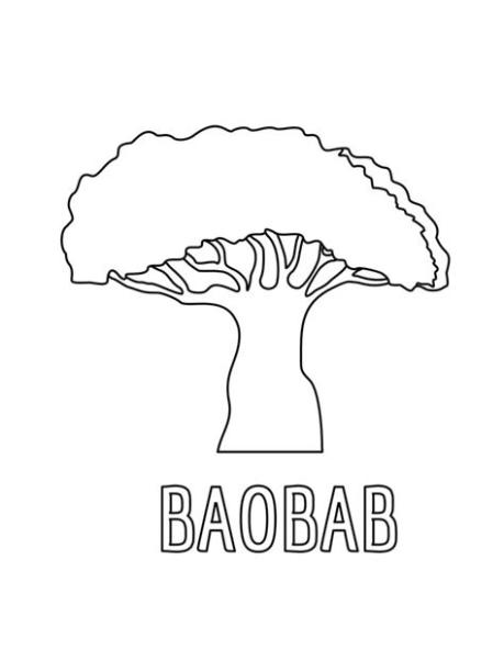 Dibujos de Baobab para colorear imprimir gratis: Aprender a Dibujar Fácil, dibujos de Un Baobab, como dibujar Un Baobab paso a paso para colorear