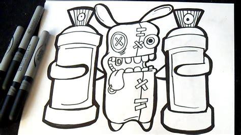 Cómo dibujar un Conejo Loco con dos latas de Spray: Dibujar y Colorear Fácil con este Paso a Paso, dibujos de Un Bote De Graffiti, como dibujar Un Bote De Graffiti para colorear e imprimir