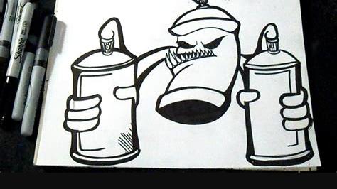 Cómo dibujar un aerosol con Latas de spray Graffiti: Dibujar y Colorear Fácil con este Paso a Paso, dibujos de Un Bote De Graffiti, como dibujar Un Bote De Graffiti paso a paso para colorear