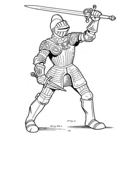 Dibujo para colorear - La armadura de caballero: Dibujar Fácil, dibujos de Un Caballero Con Armadura, como dibujar Un Caballero Con Armadura para colorear e imprimir
