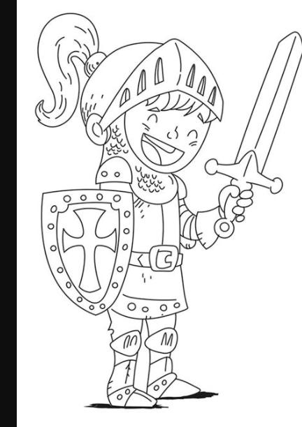 Caballero con armadura - dibujo para colorear - Dibustock: Dibujar Fácil, dibujos de Un Caballero Para Niños, como dibujar Un Caballero Para Niños para colorear