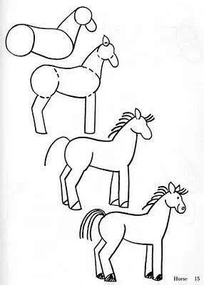 Como Dibujar Un Caballo Paso A Paso Facil Para Ninos: Dibujar Fácil, dibujos de Un Caballo En 3 Pasos, como dibujar Un Caballo En 3 Pasos para colorear