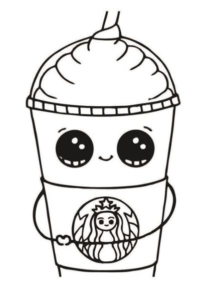 Café de starbucks | Dibujos kawaii de animales. Dibujos: Dibujar Fácil con este Paso a Paso, dibujos de Un Cafe Kawaii, como dibujar Un Cafe Kawaii para colorear e imprimir