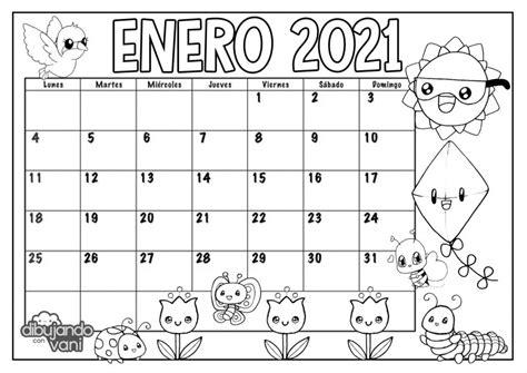 Enero 2021 para imprimir y colorear- Calendario: Dibujar y Colorear Fácil, dibujos de Un Calendario Para Niños, como dibujar Un Calendario Para Niños para colorear