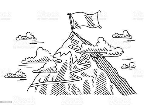 Mountain Top Footpath Flag Drawing Stock Vector Art & More: Dibujar y Colorear Fácil con este Paso a Paso, dibujos de Un Camino En Photoshop, como dibujar Un Camino En Photoshop para colorear e imprimir