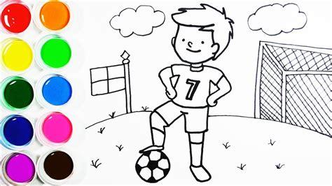 Cómo Dibujar y Colorear un Niño en un Campo de Futbol: Aprender a Dibujar Fácil, dibujos de Un Campo De Futbol Para Niños, como dibujar Un Campo De Futbol Para Niños para colorear e imprimir