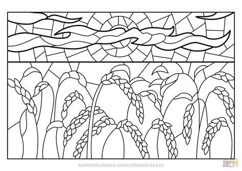 Dibujo de Vidriera de Campo de Trigo para colorear: Aprender a Dibujar y Colorear Fácil con este Paso a Paso, dibujos de Un Campo De Trigo, como dibujar Un Campo De Trigo para colorear