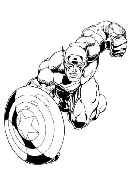 Descarga Imágenes para pintar de Capitán América con: Dibujar Fácil con este Paso a Paso, dibujos de Un Capitan, como dibujar Un Capitan paso a paso para colorear