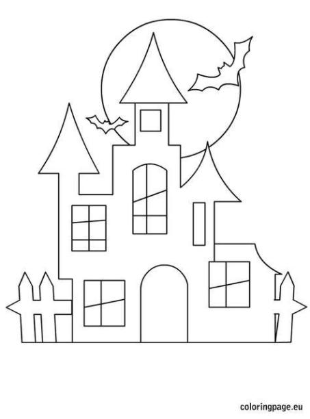 Halloween castle | Halloween templates. Halloween coloring: Dibujar Fácil, dibujos de Un Castillo De Halloween, como dibujar Un Castillo De Halloween para colorear