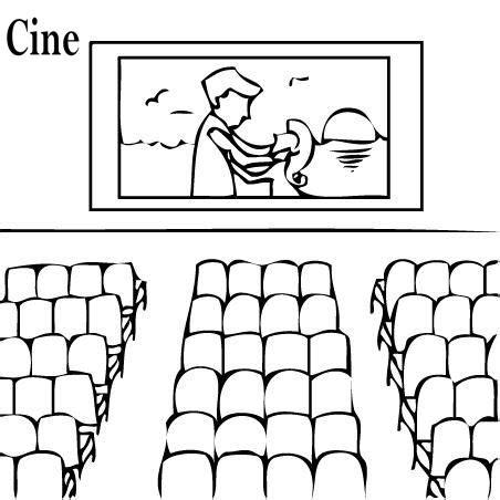Pinto Dibujos: Cine para colorear: Dibujar Fácil con este Paso a Paso, dibujos de Un Cine, como dibujar Un Cine para colorear