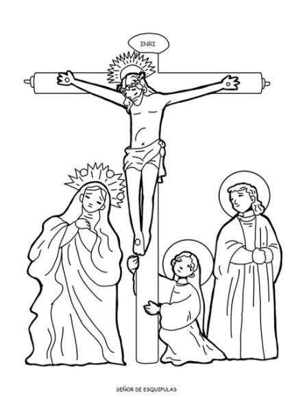 NUESTRO SEÑOR JESUCRISTO CRUCIFICADO DE ESQUIPULAS para: Dibujar y Colorear Fácil con este Paso a Paso, dibujos de Un Crucificado, como dibujar Un Crucificado para colorear