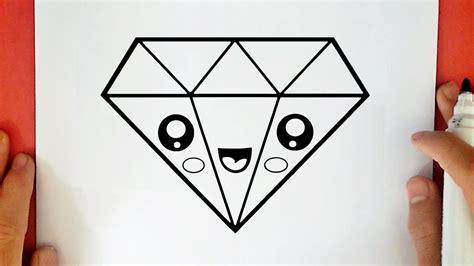 COMO DIBUJAR UN DIAMANTE KAWAII - YouTube: Dibujar Fácil, dibujos de Un Diamante Kawaii, como dibujar Un Diamante Kawaii paso a paso para colorear