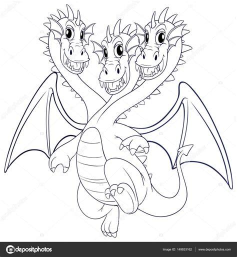 Doodle personaje animal para dragón con tres cabezas: Aprende a Dibujar y Colorear Fácil, dibujos de Un Dragon De Tres Cabezas, como dibujar Un Dragon De Tres Cabezas paso a paso para colorear