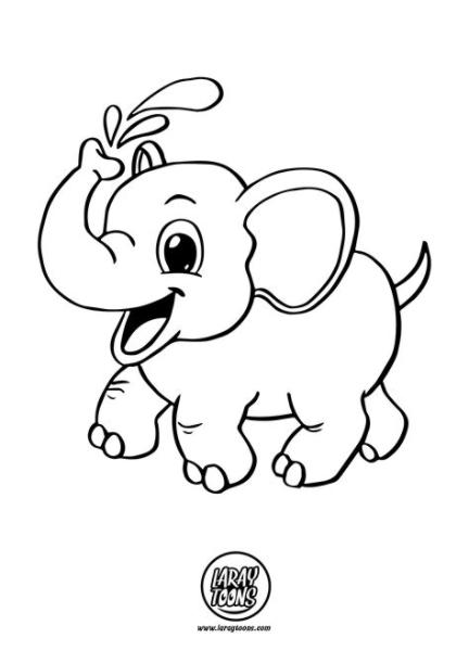 Elefante Bebé para Colorear - Dibujando con LarayToons: Aprende a Dibujar Fácil, dibujos de Un Elefante Bebe, como dibujar Un Elefante Bebe para colorear e imprimir