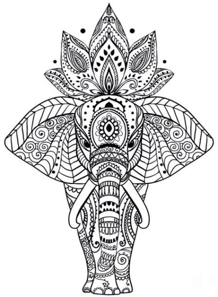 Elefante zentangle colorear | Mandalas hindues. Imagenes: Aprende como Dibujar y Colorear Fácil con este Paso a Paso, dibujos de Un Elefante Hindu, como dibujar Un Elefante Hindu paso a paso para colorear