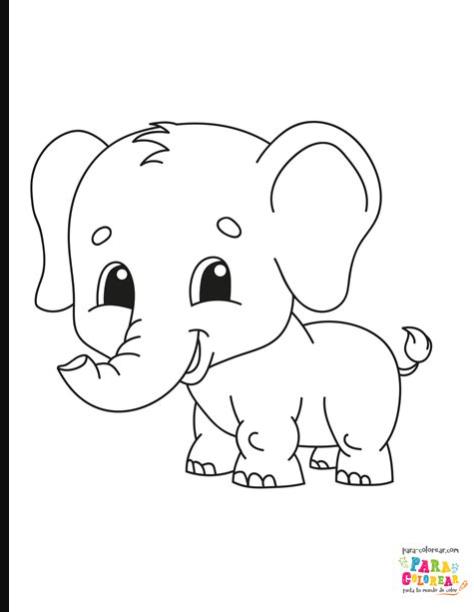 Dibujo de elefante pequeño para colorear | Para-Colorear.com: Aprende a Dibujar y Colorear Fácil con este Paso a Paso, dibujos de Un Elefante Pequeño, como dibujar Un Elefante Pequeño para colorear e imprimir