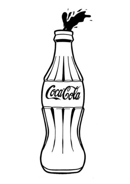Botella de Coca Cola dibujado a mano ilustración impresión: Dibujar y Colorear Fácil, dibujos de Un Envase De Coca Cola, como dibujar Un Envase De Coca Cola para colorear e imprimir