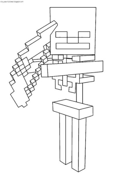 Dibujos Sin Colorear: Dibujos de Minecraft para Colorear: Aprender a Dibujar Fácil, dibujos de Un Esqueleto De Minecraft, como dibujar Un Esqueleto De Minecraft para colorear e imprimir