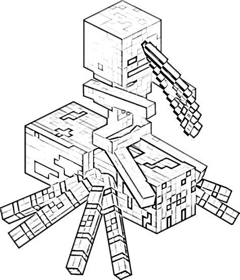 Araña De Montar Esqueleto para colorear. imprimir e: Dibujar y Colorear Fácil con este Paso a Paso, dibujos de Un Esqueleto De Minecraft, como dibujar Un Esqueleto De Minecraft para colorear