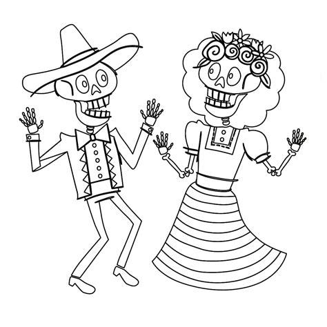 Dibujos de El Día de Muertos para Colorear. Gran: Dibujar y Colorear Fácil, dibujos de Un Esqueleto En Ropa, como dibujar Un Esqueleto En Ropa para colorear e imprimir