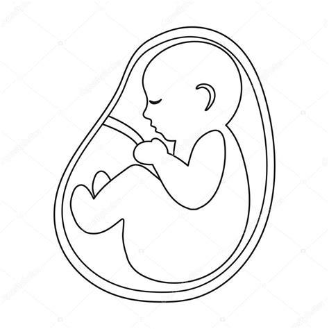 Icono de feto en estilo de contorno aislado sobre fondo: Aprender a Dibujar Fácil, dibujos de Un Feto, como dibujar Un Feto para colorear e imprimir