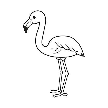 Ilustración de Página Para Colorear Icono De Flamenco: Aprender como Dibujar y Colorear Fácil con este Paso a Paso, dibujos de Un Flamingo, como dibujar Un Flamingo para colorear