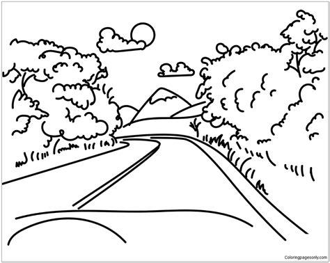 Road in Mountain Coloring Pages - Mountains Coloring Pages: Dibujar y Colorear Fácil, dibujos de Un Frente Calido, como dibujar Un Frente Calido para colorear e imprimir