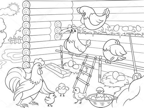 Gallinero para colorear | Interior y la vida de las aves: Aprende a Dibujar y Colorear Fácil con este Paso a Paso, dibujos de Un Gallinero, como dibujar Un Gallinero para colorear e imprimir