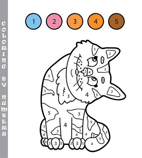 Colorear El Gato Lindo De La Historieta Juego Educativo: Aprender a Dibujar y Colorear Fácil, dibujos de Un Gato Con Numeros, como dibujar Un Gato Con Numeros para colorear e imprimir