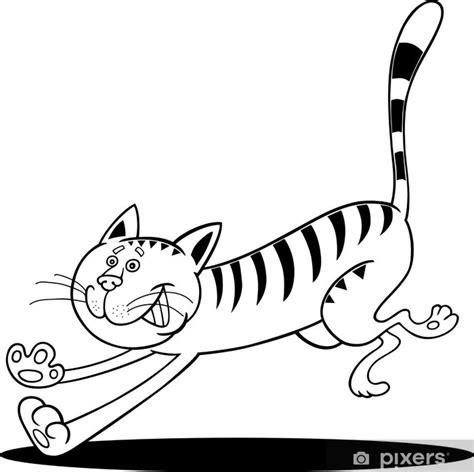 Vinilo Pixerstick Corriendo gato para colorear • Pixers: Dibujar y Colorear Fácil con este Paso a Paso, dibujos de Un Gato Corriendo, como dibujar Un Gato Corriendo paso a paso para colorear