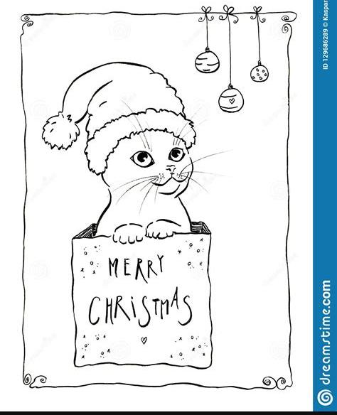 Gato Con Gorro De Navidad Para Colorear - páginas para: Dibujar y Colorear Fácil, dibujos de Un Gato De Navidad, como dibujar Un Gato De Navidad para colorear